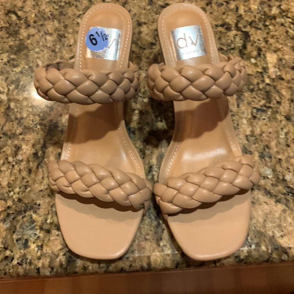 DV Dolce Vita camel color slip on sandals